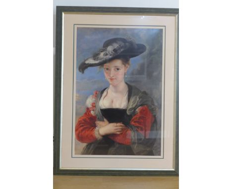 A large museum print Le Chapeau de Paille by Rubens - 112x84cm 