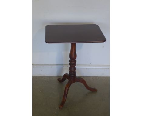 A 19th century mahogany tilt top tripod side table, 68cm tall x 50cm x 37cm 