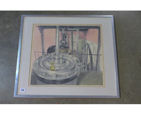 Richard Sell signed coloured print, the old pumping engine Stretham near Ely, Cambs, 16/40 - dated 1976 - 62x62cm 