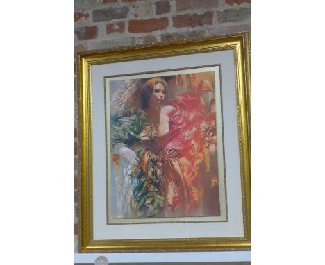 Roman Garassuta Russian born 1958 - Mademoiselle Autome limited edition print, 71/195 - in a gilt frame, 103cm x 88cm 