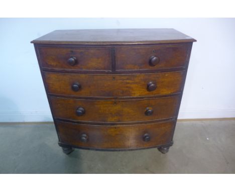 A 19th century mahogany five drawer bow fronted chest, 107cm tall x 106cm x 55cm 