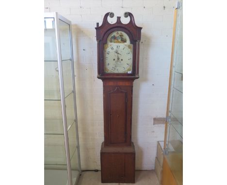 A late Georgian/early Victorian oak and mahogany clock by Jeremiah Bradley of Chatteris, 8 day movement with 12 inch painted 