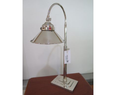 A nickel plated Art Deco style desk lamp on stepped oblong base