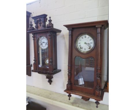 A Vienna style wall clock - Height 75cm and another wall clock with a French movement 
