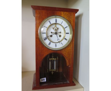 A French mantel clock - movement with open escapement and mercury pendulum, in a later case - Height 42cm x Width 24cm 