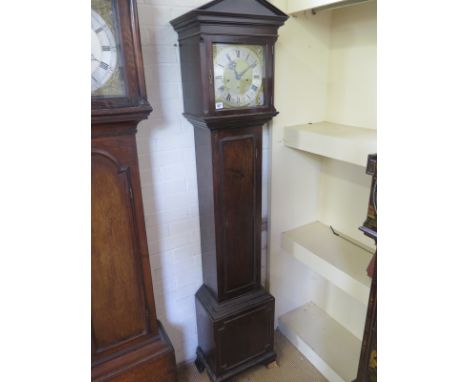 A mahogany cased three train chiming longcase clock with a brass 25cm square dial - Height 199cm
Condition report: In need of