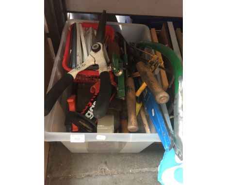 BOX OF TOOLS, GARDEN ETC.