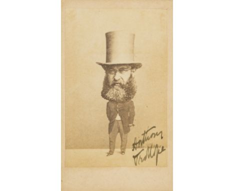 Trollope (Anthony, novelist, 1815-82) Caricature photograph of Trollope signed, albumen print with signature at tail, 105 x 6