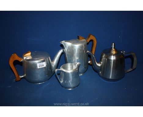A Picquot Teaset, coffee pot, teapot, jug and an Oneida teapot.
