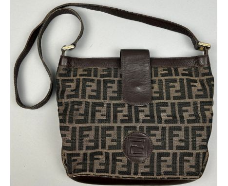 A FENDI ZUCCA MONOGRAM TOTE HANDBAG, with zipped inner compartment, 25cm x 22cm x 9cm Condition report:Button clip good, stra