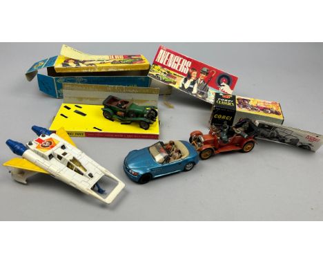 CORGI TOYS A SET OF FOUR, to include a Corgi 'The Avengers' part gift-set, corgi classics, Corgi starfighter and Corgi BMW. 