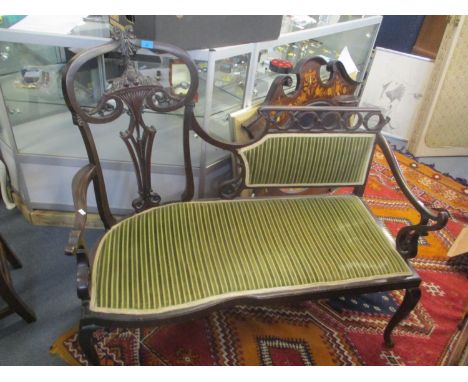 A Victorian mahogany pierced splat back salon sofa 
