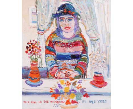 FRED YATES (BRITISH, 1922-2008)The Girl in the Window signed 'FRED YATES' (lower right), titled (lower left) oil on canvas 50