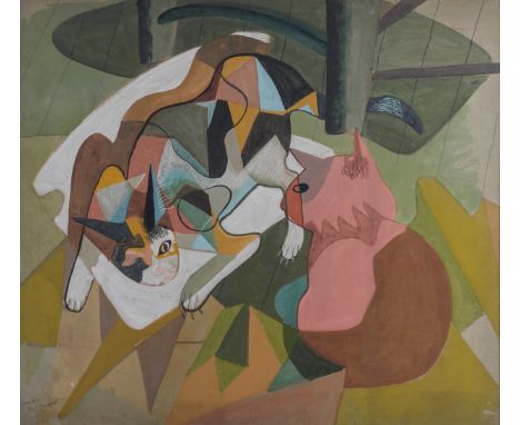 WILLIAM CROSBIE (BRITISH, 1915-1999)Munnie and Janette (1937) titled (lower left) watercolour and gouache 56.5 x 64cm ARR  Pr