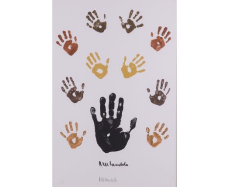 NELSON MANDELA (SOUTH AFRICAN, 1918-2013)Coloured Left Hand  signed and number 'NMandela 61/500' (lower margin); studio stamp