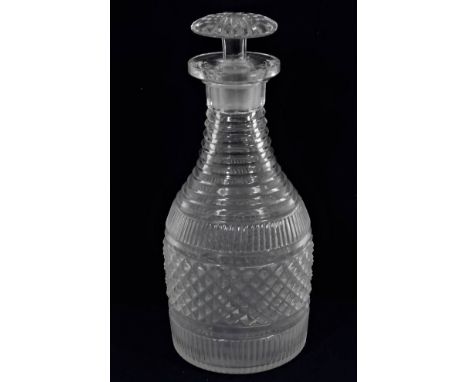 A George III hobnail glass decanter, some light clouding