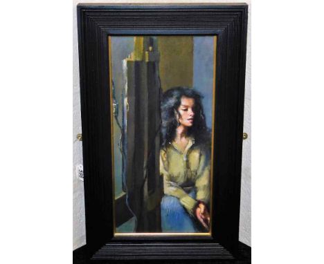 A Robert Lenkiewicz oil on canvas titled "Anna Navas At The Studio", image size 19in x 9,25in - first time on open market, bo