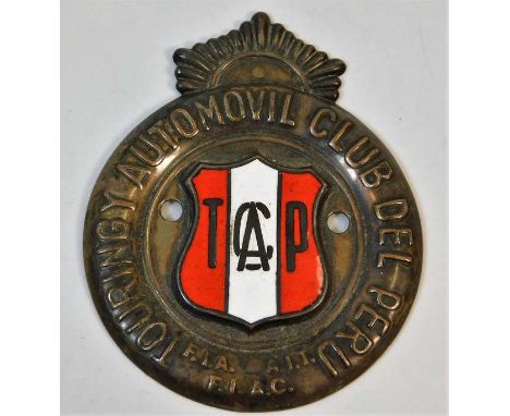 A Touring Automobile Club of Peru enamelled car badge