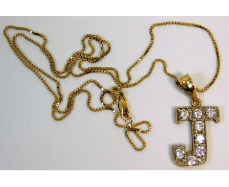 A 9ct gold chain with J motif pendant 4.1g