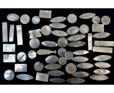 A mixed quantity of 19thC. Chinese mother of pearl gaming counters 