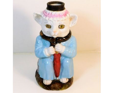 A c.1890 porcelain cat oi lamp base 10.125in tall