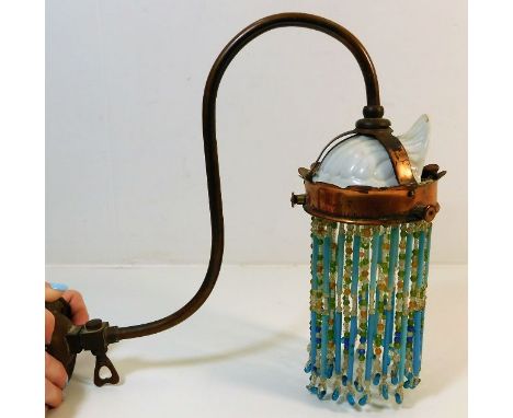 An Edwardian Veritas Shell Burner copper gas lamp later converted to electricity 10.75in high x 11.75in deep. Provenance: For