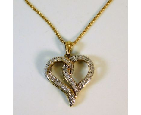 An 18in 9ct gold chain &amp; pendant set with approx. 0.25ct diamonds 3.5g