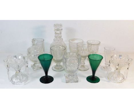 Thirteen pieces of Victorian &amp; Georgian glassware including a decanter &amp; sweetmeats