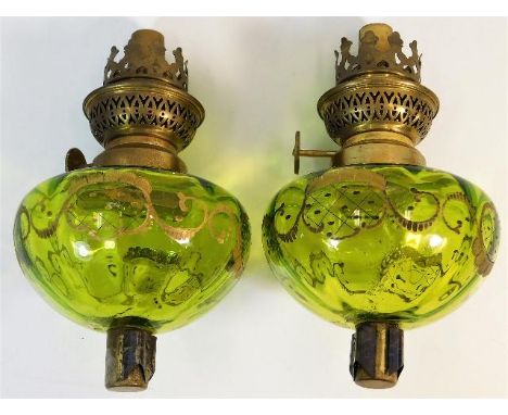 A pair of 19thC. French candlestick oil lamps 6.75in high