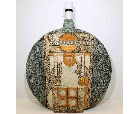 A Troika pottery wheel lamp base, indistinctly signed, possibly Alison Brigden 17in high inc. 