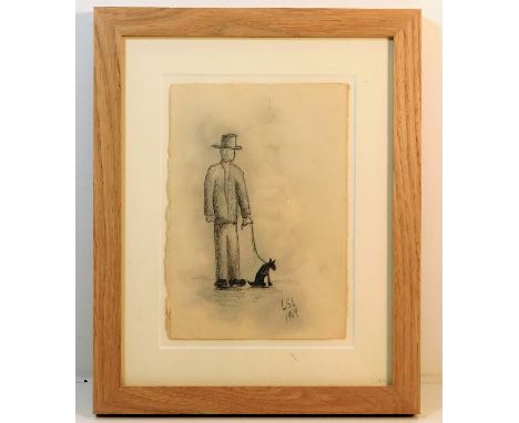A framed pencil sketch after Lowry signed LSL dated 1969, image size 7.5in x 5.25in