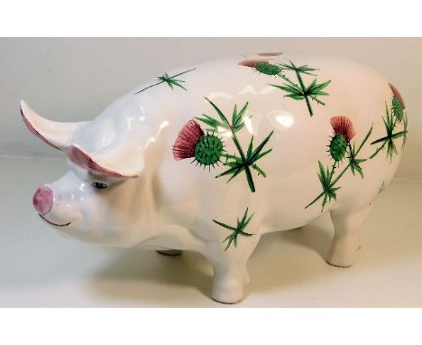 A large ceramic Wemyss style money box 15.25in long