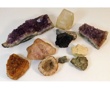 A quantity of decorative minerals &amp; rocks including amethyst