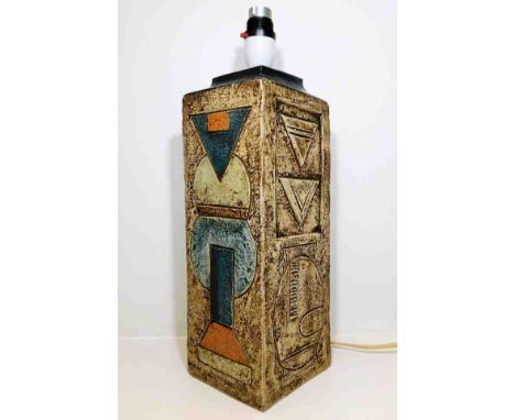 A Troika pottery lamp base signed EW 15in high inc.