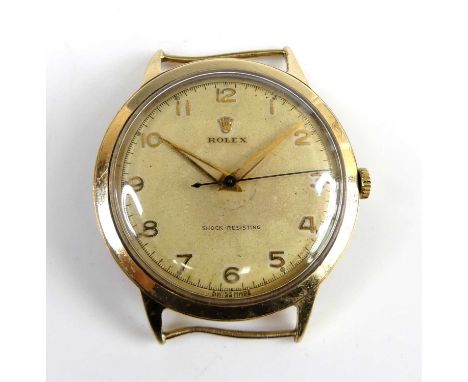 A gent's vintage Rolex 9ct gold cased wristwatch, having a signed champagne dial with Arabic numerals, 15-jewel manual wind s