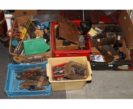A large collection of tools to include spanners, drill bits, saws etc. 
