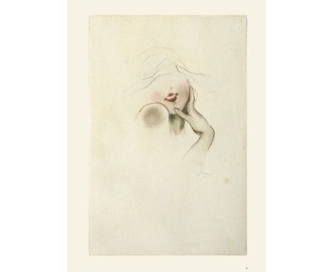 *Édouard Chimot (French, 1880-1959)UNTITLED (GIRL WITH HAT)Etching printed in colours, 1927, from 'Les Belles de Nuit' (book 