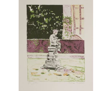 *Patrick Procktor (British, 1936-2003)UNTITLED (A FIGURE SITTING ON A PLINTH)Aquatint with etching printed in colours, signed