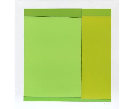 Ludwig Sander (American, 1906-1975)UNTITLED (GREEN; PURPLE AND BLUE; RED AND GREEN)  Three screenprints in colours, c.1970, e