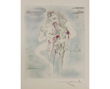 *Salvador Dalí (Spanish, 1904-1989)KRONOS (M.& L.118)etching with drypoint printed in colours, 1965, from the 'Mythologie' se