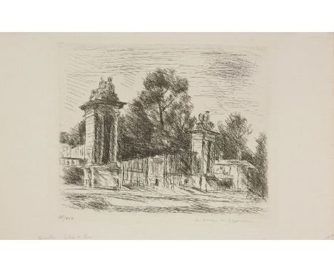 *André Dunoyer de Segonzac (French, 1884-1974)VERSAILLES, L'ENTRÉE DE L'ORANGERIE (LC.117)Etching, 1926, signed and numbered 