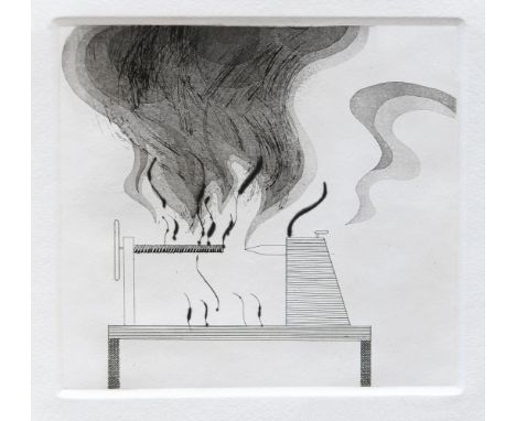 *David Hockney (British, b.1937)THE LATHE AND FIRE (T.92);THE CARPENTER’S BENCH, A KNIFE AND FIRE (T.90)Two etchings with aqu