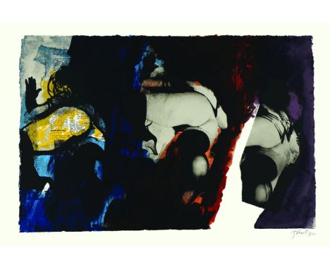 *John Piper (British, 1903-1992)EYE AND CAMERA: RED, BLUE AND YELLOWScreenprint in colours, 1980, signed in pencil, the editi