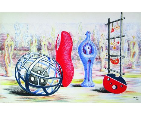 *Henry Moore (British, 1898-1986)SCULPTURAL OBJECTSLithograph printed in colours, 1949, from the Schools Prints European Seri