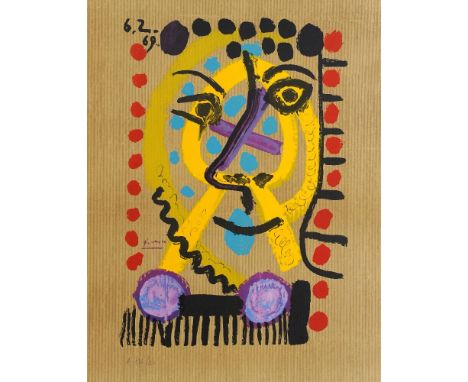 *Pablo Picasso (Spanish, 1881-1973)PORTRAIT IMAGINAIRE - 6.2.69Lithograph printed in colours, 1969, signed in the plate, numb
