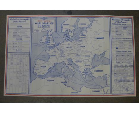 A Daily Sketch War map of Europe in original envelope, postmarked 23rd September 1939 