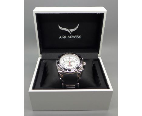 An Aquaswiss chronograph wristwatch, 48mm oversize case, silicone strap 