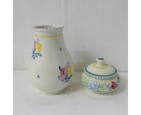 A Poole Pottery vase and lidded pot 