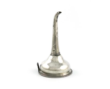 A George III silver wine funnel, by Hester Bateman, London 1784, circular form, the pull-out straining section unmarked, and 