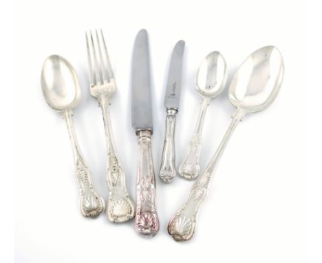 A mixed lot of silver flatware, various dates and makers, comprising Kings pattern: six tablespoons, four table forks, four d